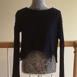 Abercrombie & Fitch Knit Navy Long Sleeve Sweater